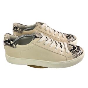 Veronica Beard Bibi Python Sneaker Womens 9.5 Ivory Leather Snakeskin Lace Up